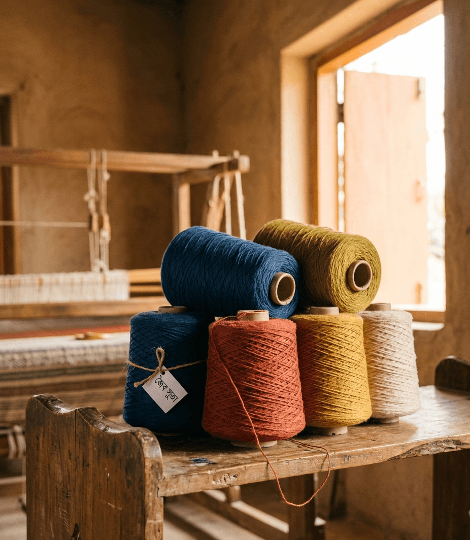 Bangladesh textile mill — organic cotton or weaving loom close-up